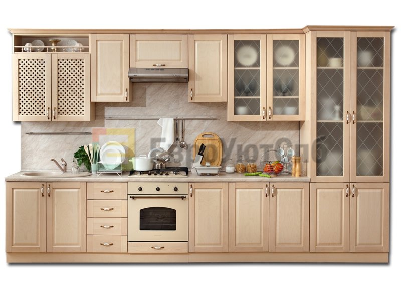 Кухня Боровичи массив Люкс береза