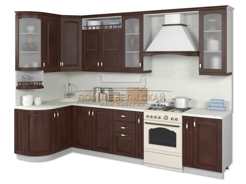 Кухня Трапеза массив Люкс 1335х2500