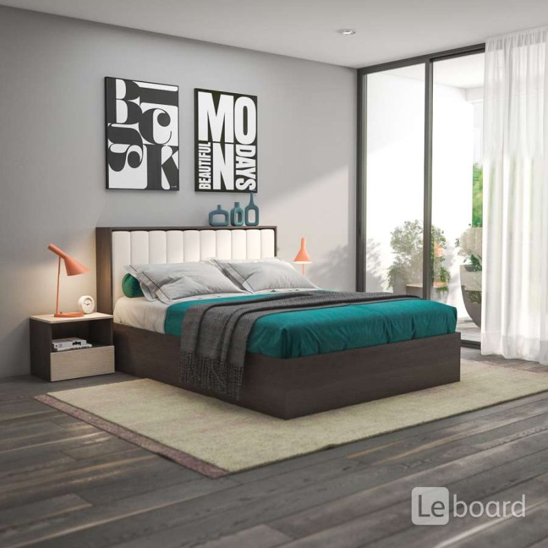 Кровать Lux 226x169 СП. Место 200х160 крафт табачный / Мальмо