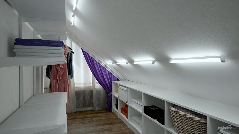 Гардеробная на мансардном этаже