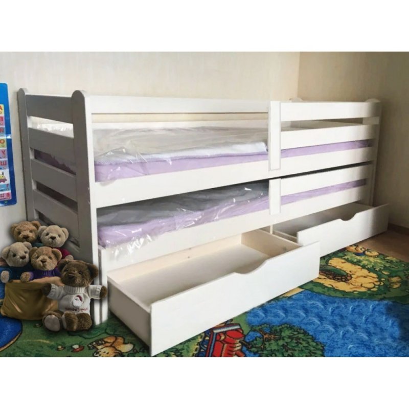Двухъярусная выдвижная кровать Фунтик-3 в/б (70х160см) с матрасами.