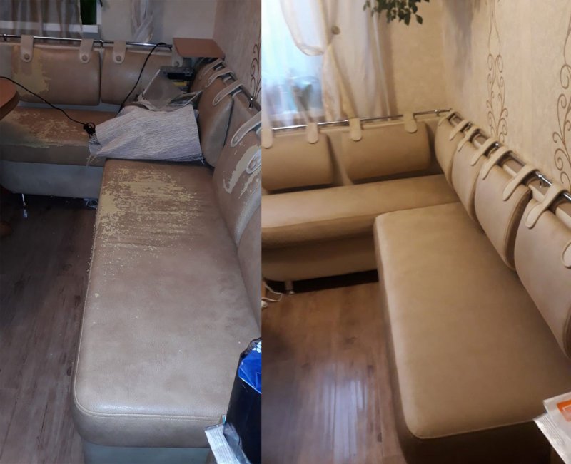 Перетянуть диван из кожзама