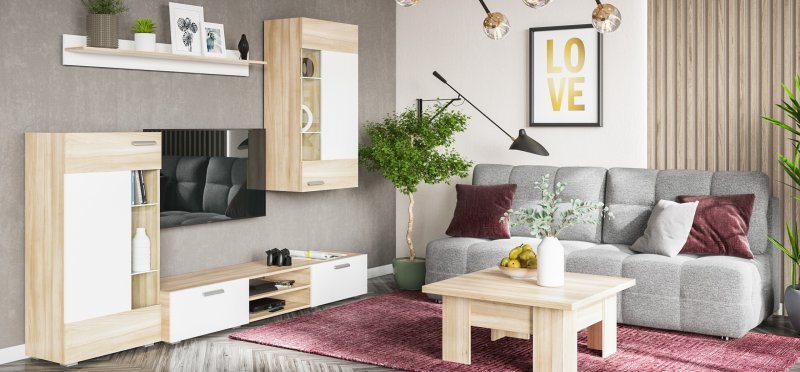 Стенка Lux 235 сонома+белый снег