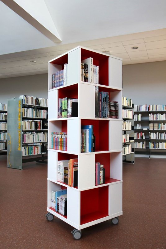 Книжные стеллажи в библиотеке