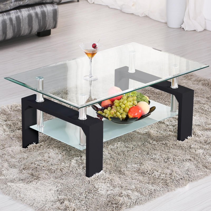 Журнальный столик Black Glass Top Pusha