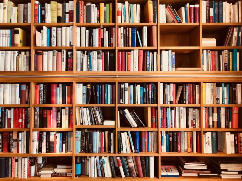 Книжные стеллажи в библиотеке