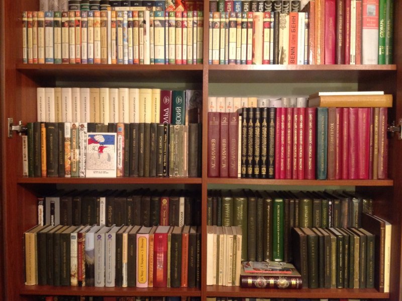 Стеллажи с книгами в библиотеке
