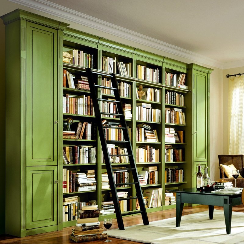 Стеллаж с книгами в интерьере