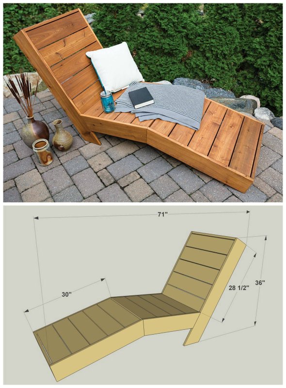 Лежак шезлонг Lite Teak man