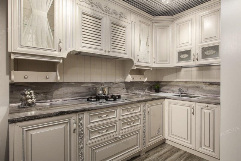 Арва мебель белая патина серебро