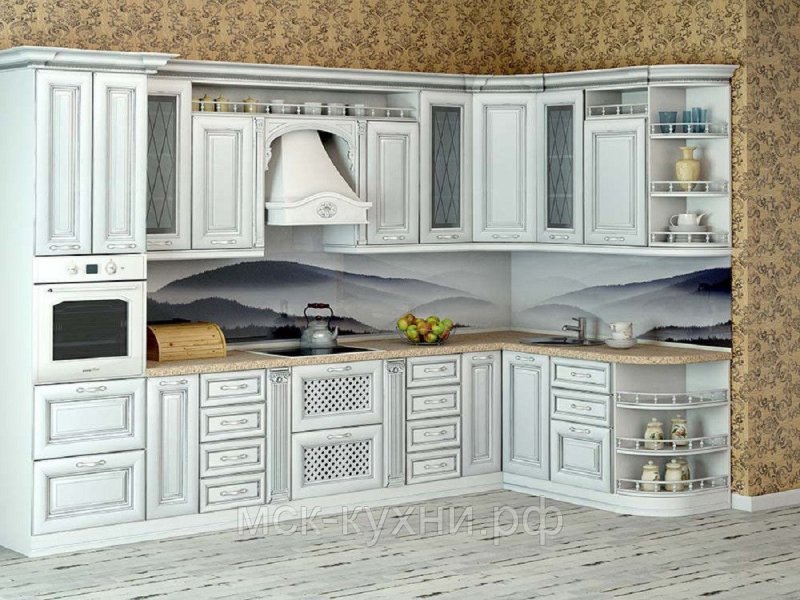 Кухня ясень патина серебро