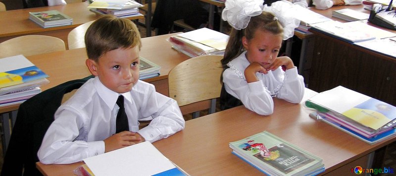 Мальчик в школе за партой