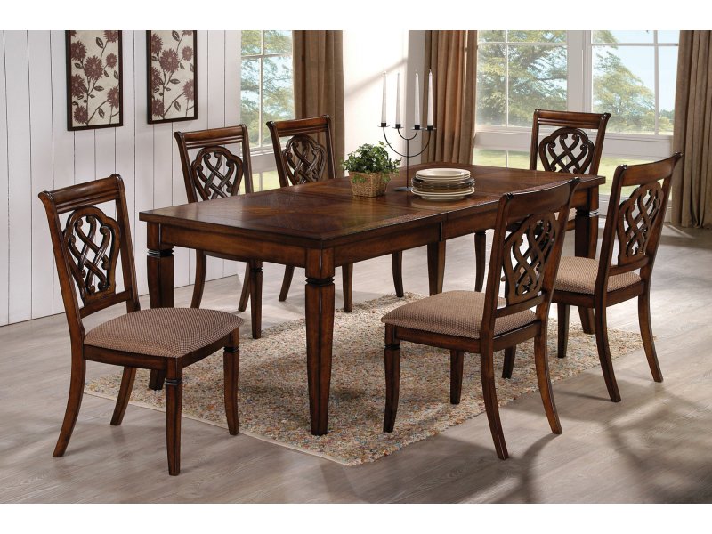 Обеденный набор Oak Dining Table w/Extension Leaf и 6 Side Chairs