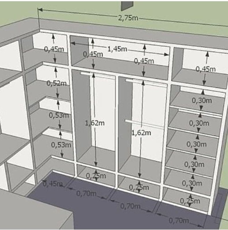 Гардеробная планировка 3м2
