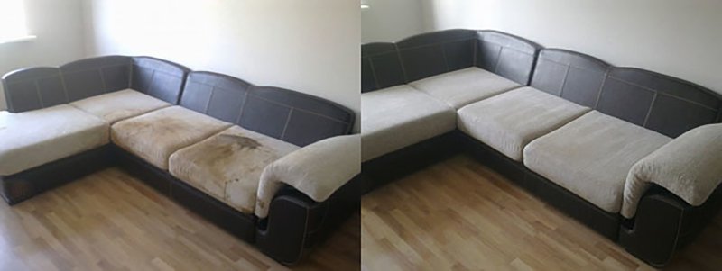 Химчистка дивана до и после