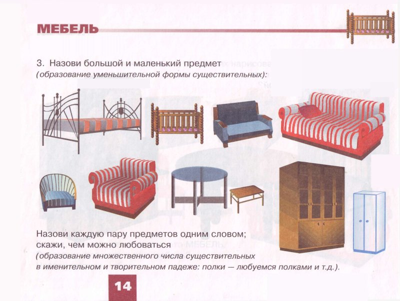Лексическая тема мебель части мебели