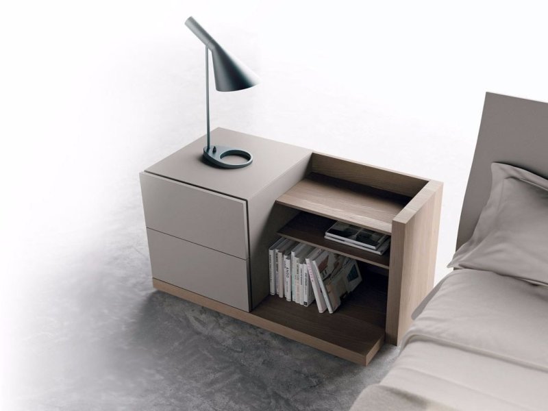 Прикроватная тумбочка с 2 ящиками зеркальная Nightstand