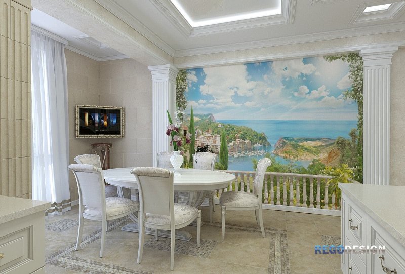 Фреска на кухню в классическом стиле