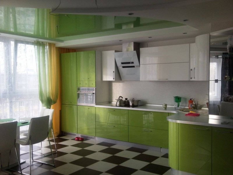 Салатовый цвет в интерьере кухни