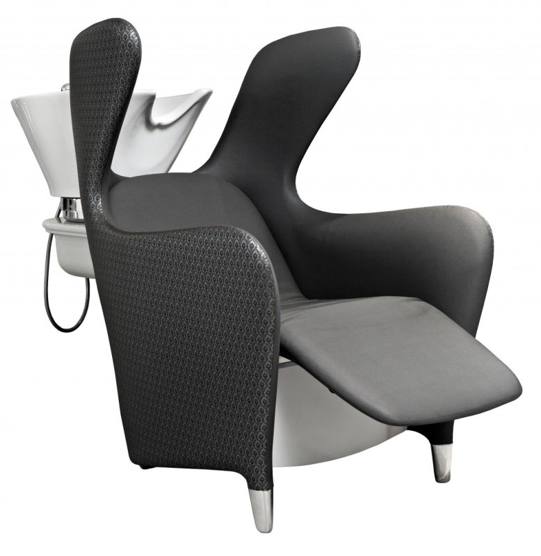 Black Leather Wing Lounge Chair 1950s