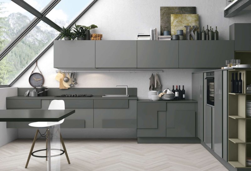 RAL 7033 Cement Grey кухня