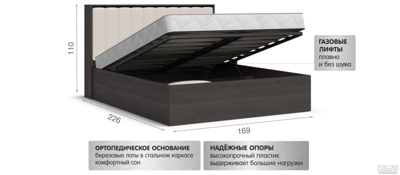 Люкс кровать ПМ 160 200 венге Гранд