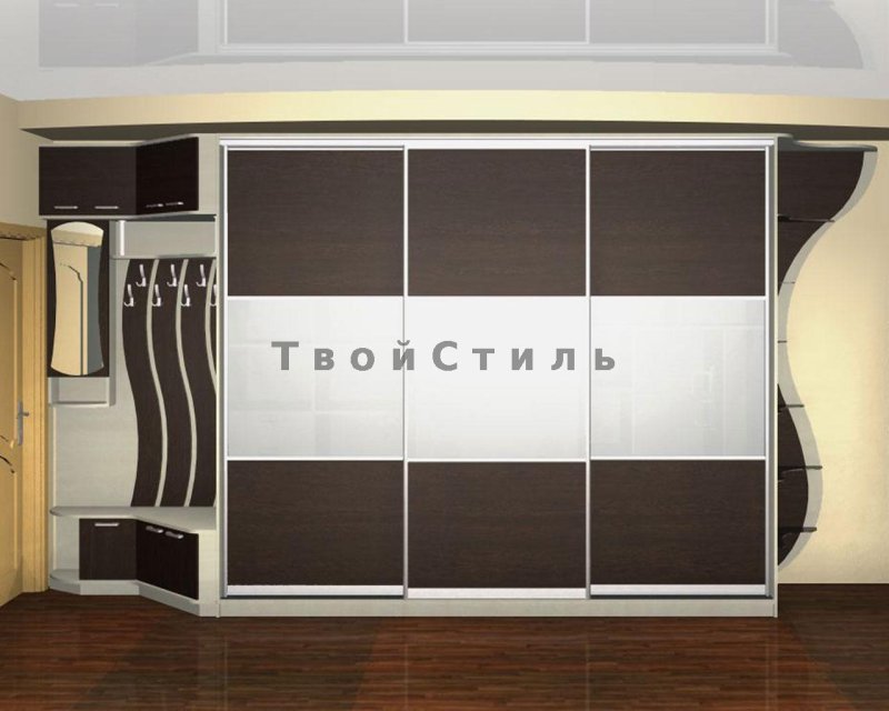 Прихожки прямые со шкафами купе