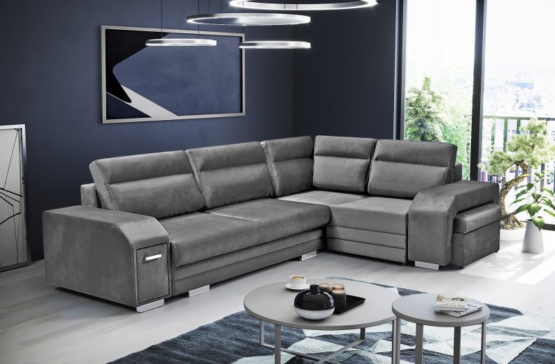Диван угловой джерси Velvet grafit большой