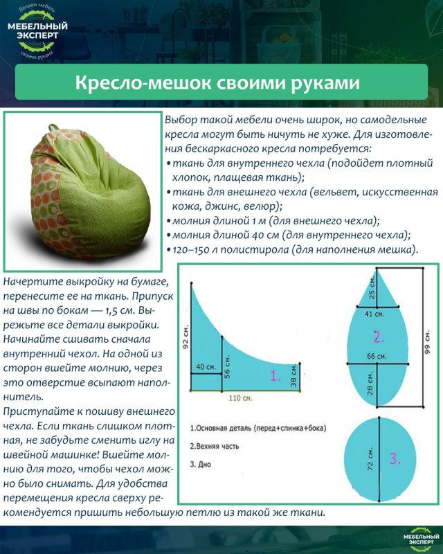 Кресло мешок выкройка