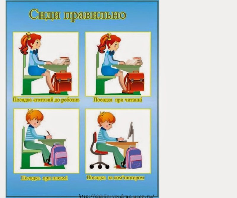 Правильная посадка ученика за партой