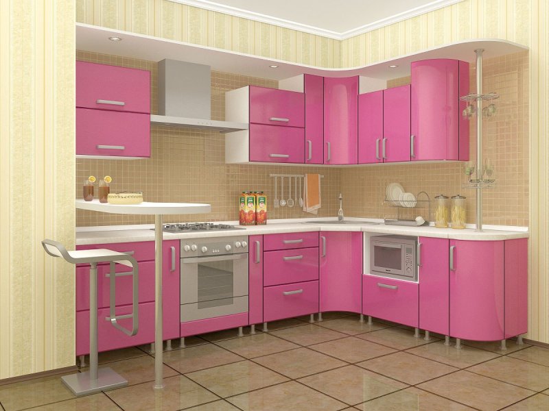 Розовый кухонный гарнитур