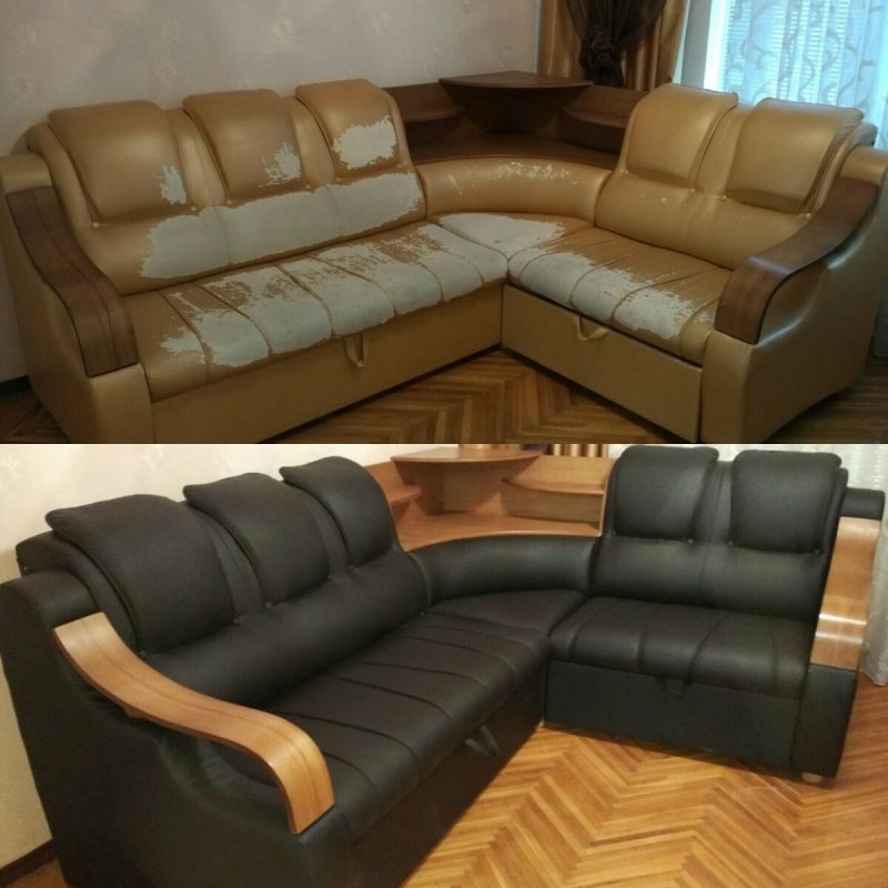 Перетяжка старого углового дивана