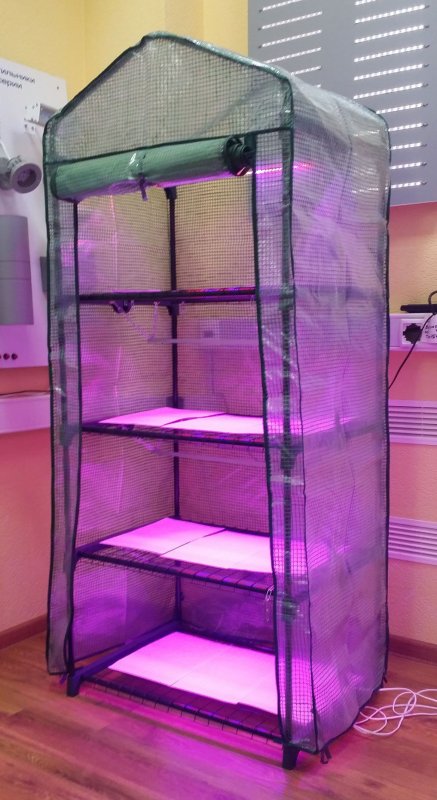 Стеллаж-парник с led подсветкой фито 45-4 соотношение 2:1