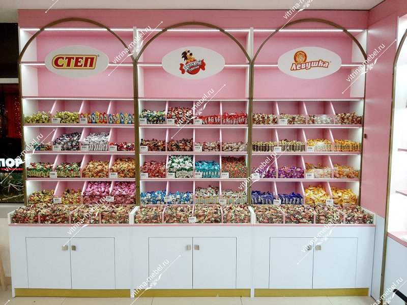 Прилавки кондитерских магазинов