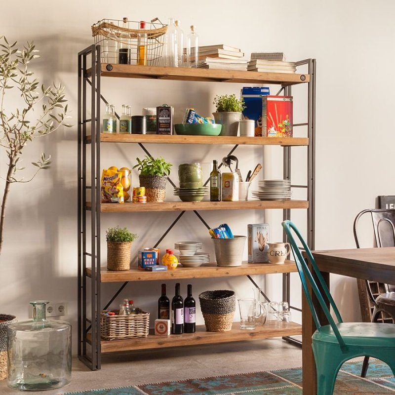 Стеллаж в стиле Loft (основание металл, полки дуб) r49-165