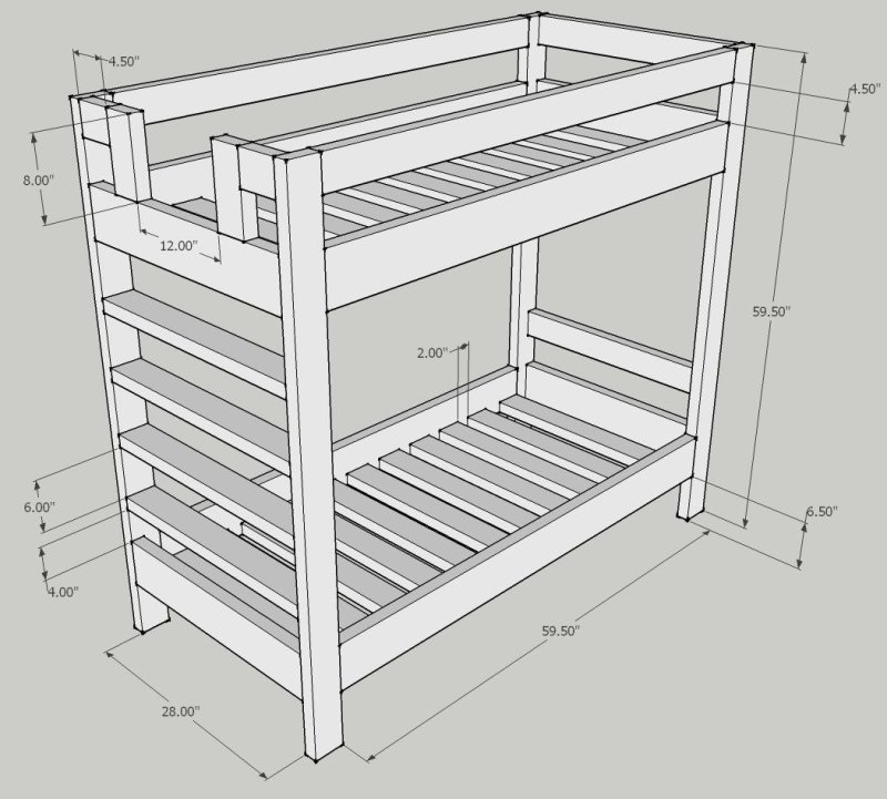 Двухъярусная кровать Twin/ Full (cm-bk588wh)