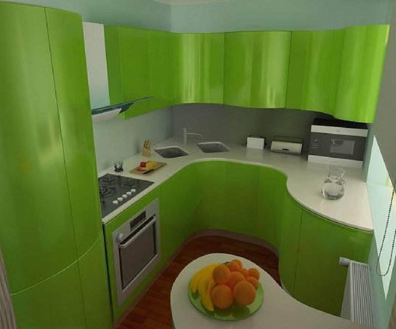 Зеленая кухня 5 кв м