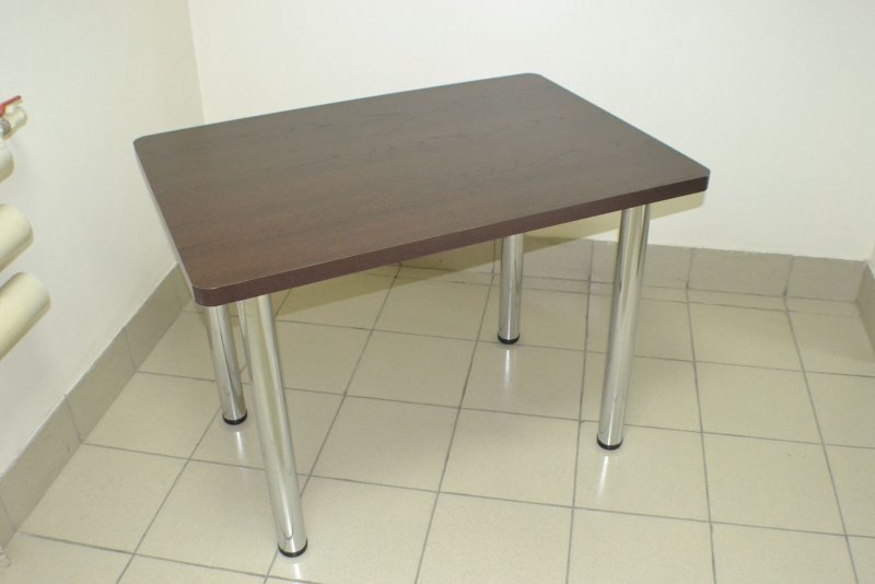 Обеденный стол со стеклом Cubo 120 Latte / Wenge - Ch (ножки хром)