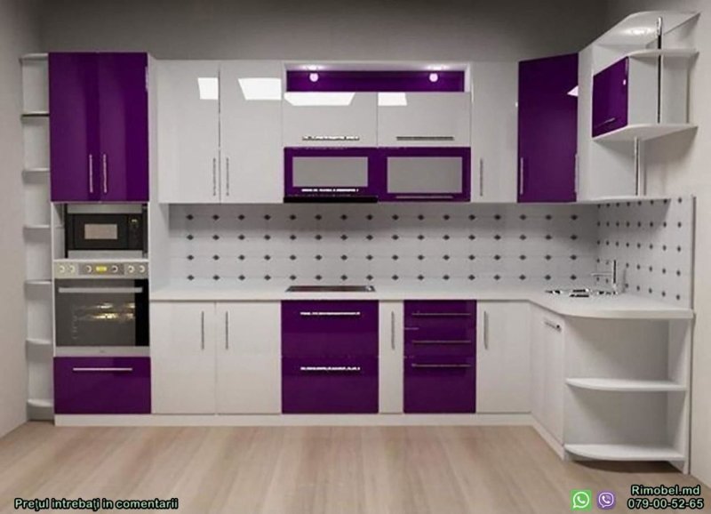 Современный кухонный гарнитур фиолетовый