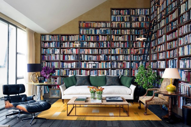 Книжные полки в интерьере