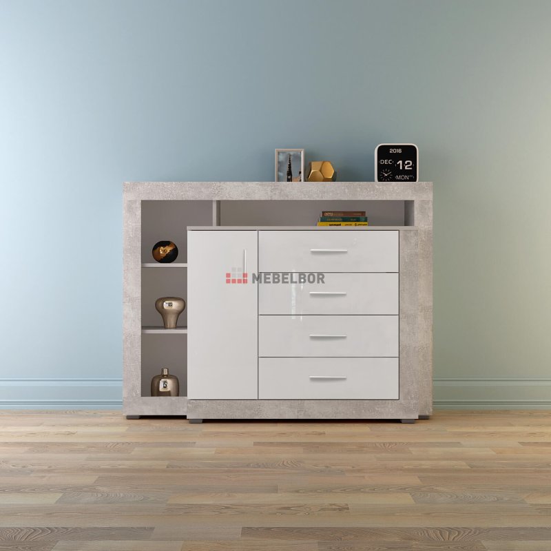 Комод Монтана, 1360х403х1044, Atelier/белый глянец