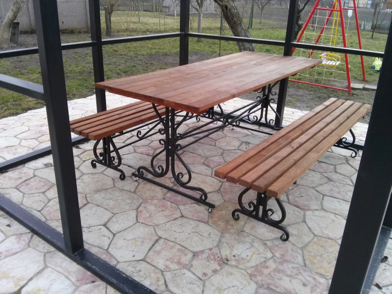 Столы и лавки из металла
