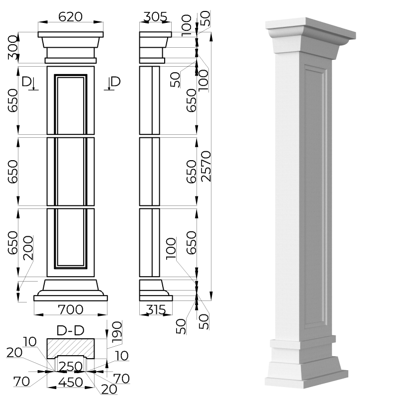 Лепнина Перфект пилястра d1502