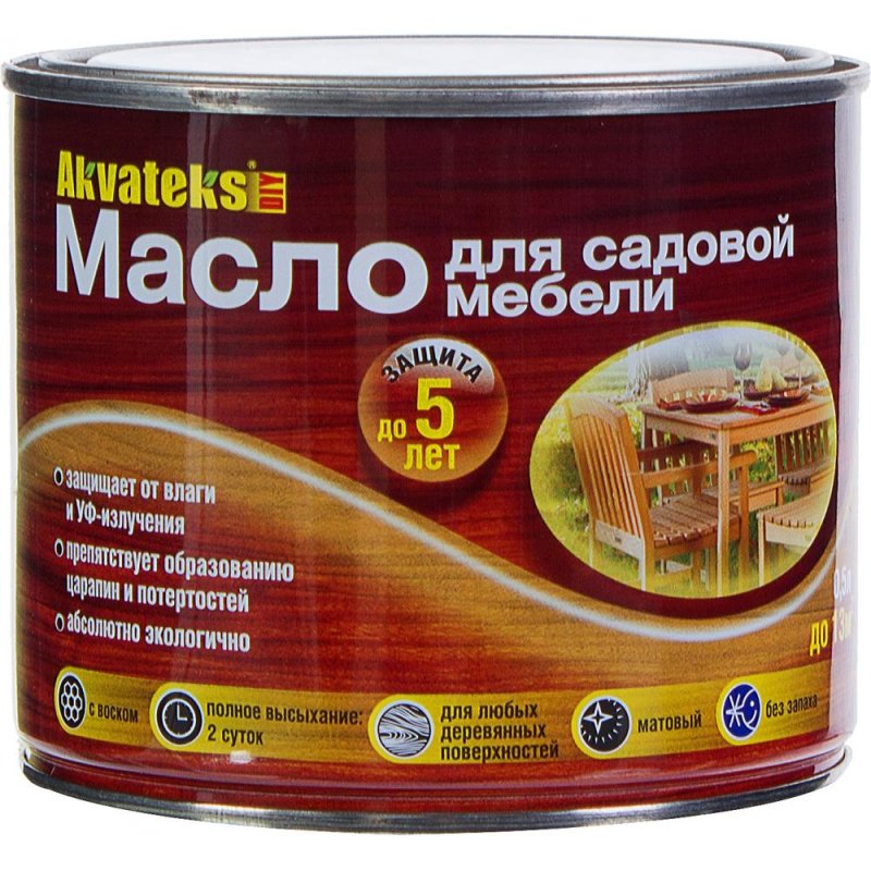 Масло для садовой мебели Akvateks DIY цвет тик 0.5 л