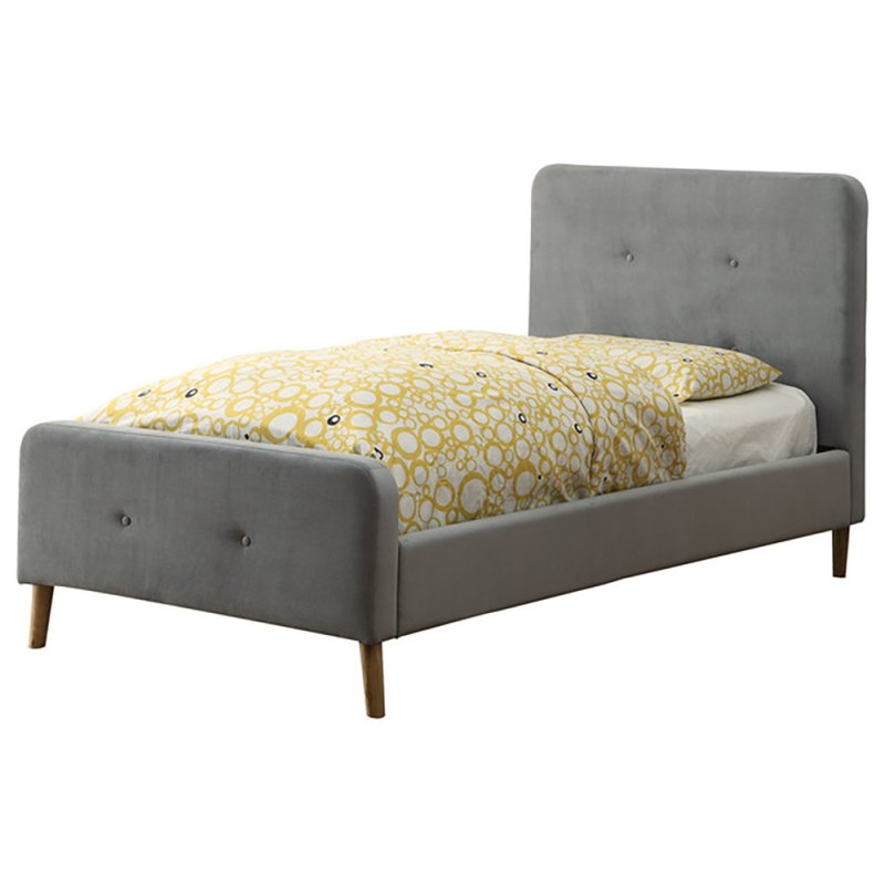 Кровать button Tufted Flannelette Blue голубого цвета 90х200
