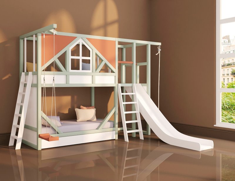Детская кровать игровая с горкой Cilek Playhouse