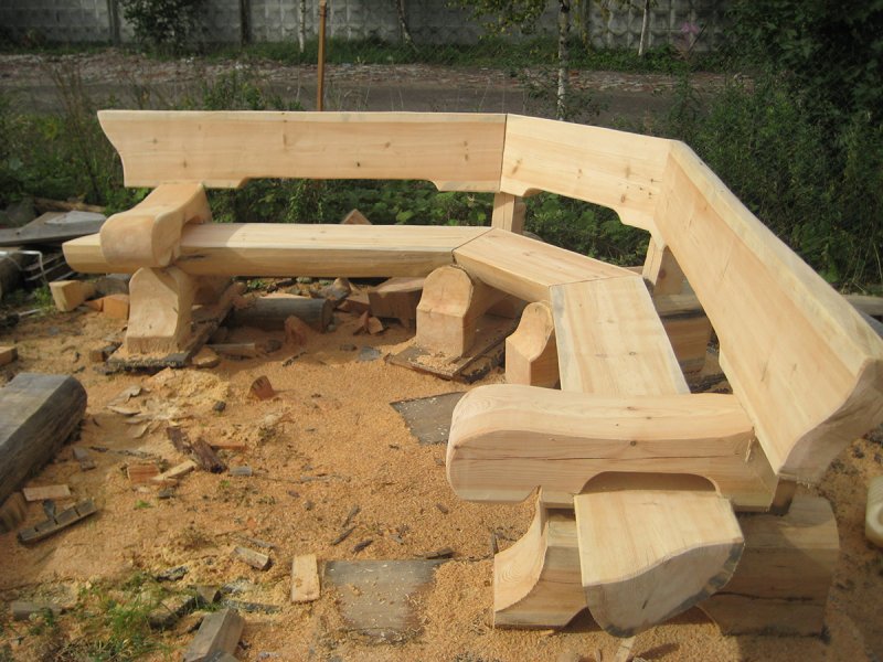 Рубленные столы и скамейки