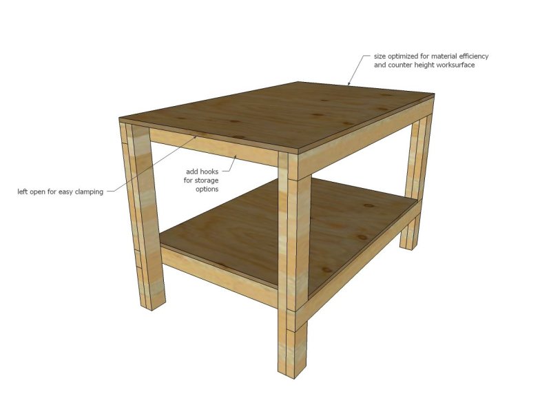 Рабочий стол для мастерской workbench for Workshop чертежи
