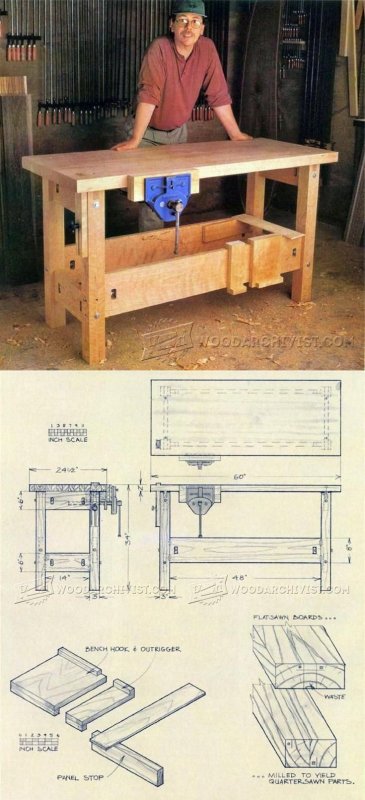 Чертеж столярного верстака roubo